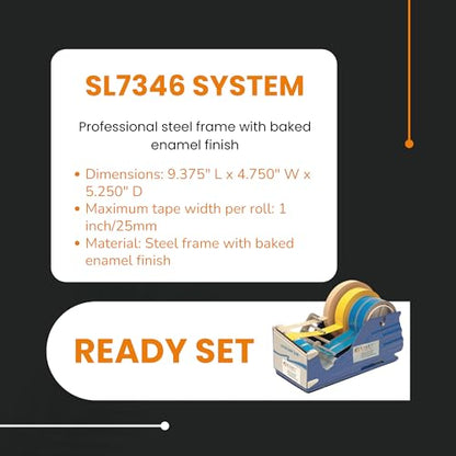 SL7346 - Multi Roll Tape Dispenser - Heavy Duty Dual Tape Dispenser for Office - Desktop Tape Dispenser with Steel Frame - Manual Cutter 4 Roll