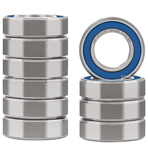 XIKE 10 Pcs MR128-2RS Bearings 8x12x3.5mm, Double Rubber Seals. - size: MR128-2RS 8x12x3.5mm