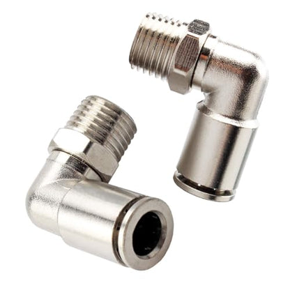 Beduan Brass BPL Push to Connect Air Fittings Elbow 1/4" Tube OD x 1/4" NPT Male 90° Degree Adapter (Pack of 2) - size: 1/4"Tube OD-1/4"NPT, style: 2Pcs