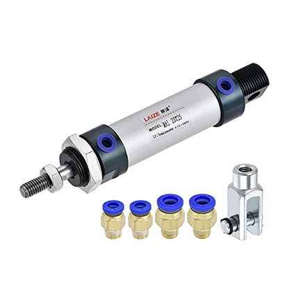 uxcell Pneumatic Air Cylinder 20mm Bore 25mm Stroke with Y Connector and Quick Fittings, MAL 20x25, for Automatic Equipment - size: 20mmx25mm