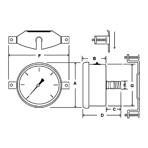 PIC Gauges 203L-158K U-Clamp Panel Mount Glycerine Filled Pressure Gauge w/ SS Case/Bezel, Brass Internals, PC Lens, 1.5" Dial, 0/600 psi Range, 1/8" Male NPT - style: 0 - 600 PSI