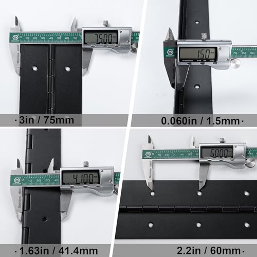 Heavy Duty Piano Hinge 20 Inch x 3 Inch Width, True 0.060'' Thick Stainless Steel Black Piano Hinge for Heavy Duty Cabinet, Door, Toolbox, Wooden Box, Metal Plate, Furniture, Industrial Project - size: 20 Inch