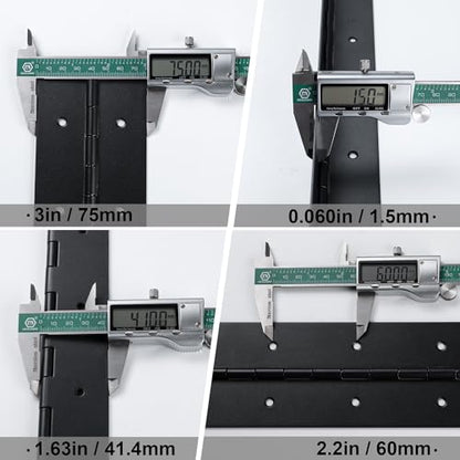 Heavy Duty Piano Hinge 20 Inch x 3 Inch Width, True 0.060'' Thick Stainless Steel Black Piano Hinge for Heavy Duty Cabinet, Door, Toolbox, Wooden Box, Metal Plate, Furniture, Industrial Project - size: 20 Inch