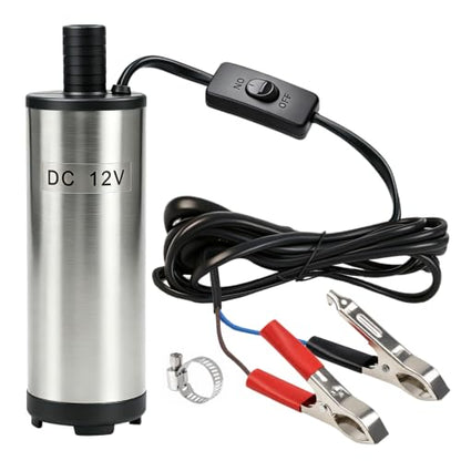 DC 12V Electric Submersible Water Pump, Diesel Transfer Pump 80W 30L/min - color: Silver