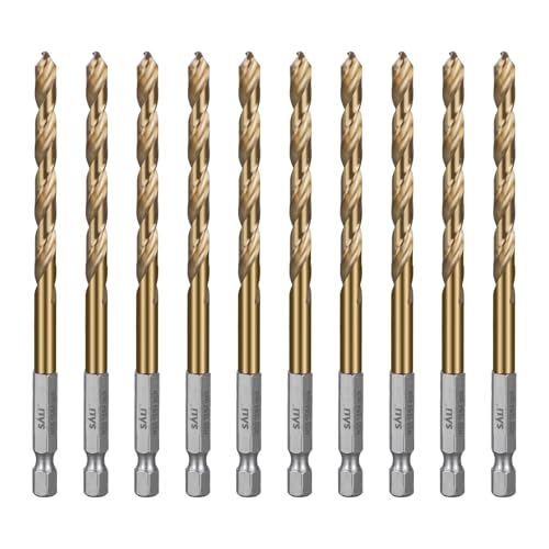 SALI Cobalt Drill Bit Set,10 Pack 15/64 Inch High Speed Steel Hex Shank Jobber Drill Bits, for Hardwood, Aluminum,Metal,Copper,Alloyed Steel - size: 15/64 in