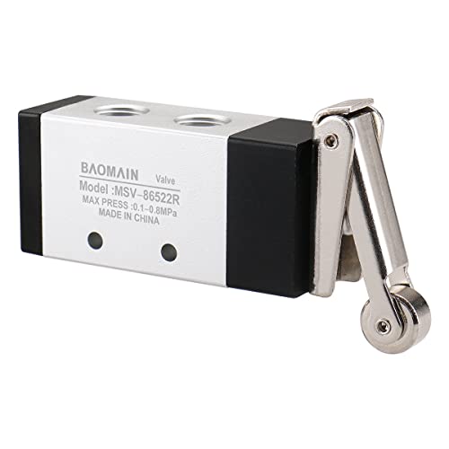 Baomain Roller Type Solenoid Air Mechanical Valve MSV-86522R 2 Position 5 Way 1/4" PT - size: Roller Lever (3-Way)