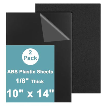 2Pack Black ABS Plastic Sheet 10" x 14" x 1/8" Thick Black Rigid Thermoplastic Sheet (Upgrade Surface) 3MM Flexible High Tensile ABS Moldable Plastic Panel for Crafts, DIY, Signs - color: Black, size: 10" x 14" x 1/8"
