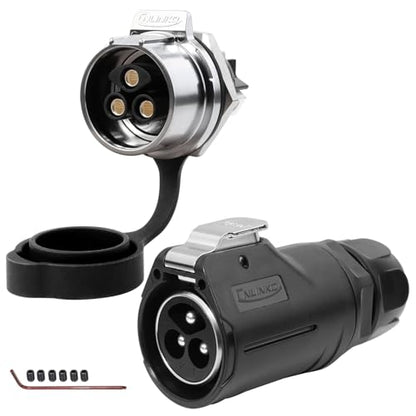 CNLINKO LP-28 3-Pin Waterproof Connector Screw Lock Circular Connector, IP68 Quick Plugging Aviation Connector, M28 Single Hole Socket Panel (3-PIN Screwing) - size: 3-Pin Screw-Assembly, style: Single-Hole Socket Set