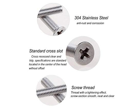 940pcs M2 M3 M4 M5 Phillips Countersunk Flat Head Machine Screws Hex Nuts Flat Washers Assortment - size: M2 M3 M4 M5 940pcs (Countersunk Head-304)