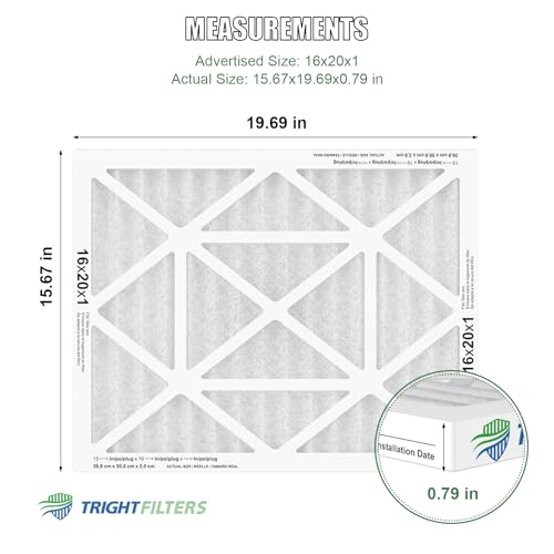 TRIGHTFILTERS 16x20x1 Air Filter 6 Pack, Durable MERV 8 Pleated Home HVAC AC Furnace Filters, Lightweight Compact Air Conditioner Filter Replacement - size: 16x20x1-6pack