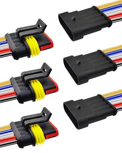 14AWG 5 Pin Waterproof Electrical Connector Quick Connect 3 Pack - size: 5 Pin