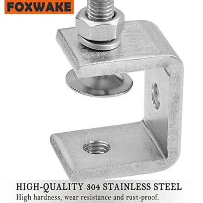 Stainless Steel C Clamps Mini 1 Inch for Mounting, Heavy Duty Metal U Clamps for Metal Working, Small Desk Clamp with Stable Wide Jaw Opening & Protective Pads/I-Beam Design (10pcs) - color: 1 3/16 In-10pcs-30mm