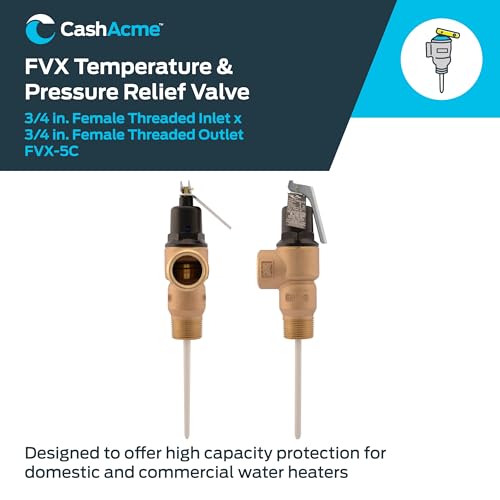 Cash Acme 3/4 Inch FVX-5C Female Inlet Commercial Temperature and Pressure Relief Valve, Brass Plumbing Fitting, 16931-0150 - size: 3/4 in. FVX-5C