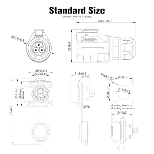 3 Pin Waterproof M16 Plastic Aviation Connector 10A 400V - style: 3PIN