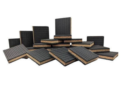 COREX 4"x 4" PROFESSIONAL GRADE Cork and Ribbed Neoprene Vibration Pad 4 Pack - size: 4x4
