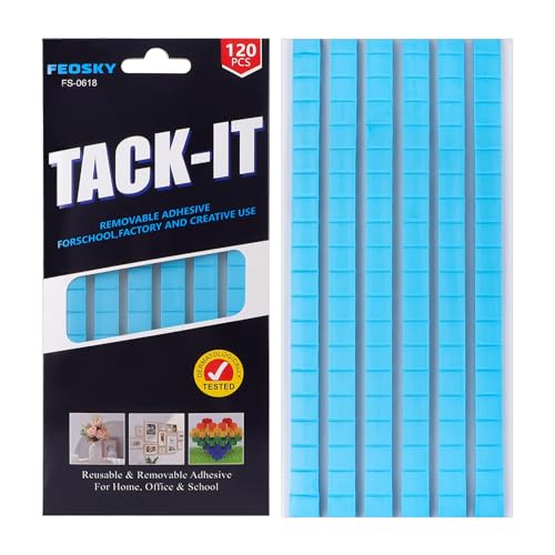 Feosky Adhesive Poster Sticky Tack Putty, Reusable and Removable Adhesive Putty, 120PCS, Mounting Putty for displaying Wall Paintings, Museum Art Photography, Picture, Crafts (Blue, Pack of 1) - color: Blue, size: 1Pack