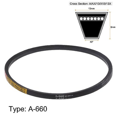 HARFINGTON A-660 V-Belts Drive Belt 660mm Inner 13mm Width 8mm Thickness Girth Rubber for Power Transmission - size: 660mm