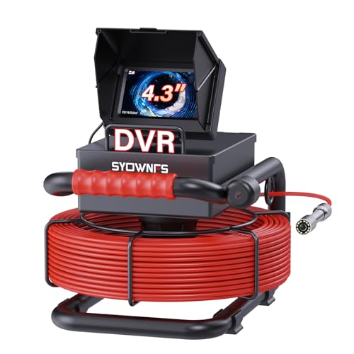 Sewer Camera 100ft/30m 4.3" Pipe Inspection Camera with 16G DVR IP68 Waterproof Borescope w/LED Lights,Industrial Drain Endoscope for Home Wall Duct Drain Pipe Plumbing (101FT/30M) - size: 101FT/30M