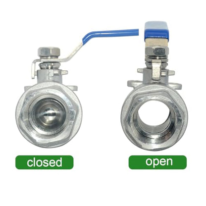 304 Stainless Steel Female NPT Ball Valve 1-1/2 Inch Standard Full Port for Water Oil Gas Vinyl Handle WOG1000 - size: 1-1/2 Inch, style: Pack of 1