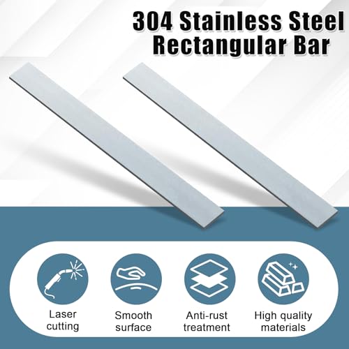 Yaocom 2 Pcs 304 Stainless Steel Flat Bar, 6" L,1-1/2" W,1/8" T - size: 6" L,1-1/2" W,1/8" T