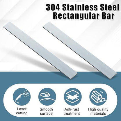 Yaocom 2 Pcs 304 Stainless Steel Flat Bar, 6" L,1-1/2" W,1/8" T - size: 6" L,1-1/2" W,1/8" T