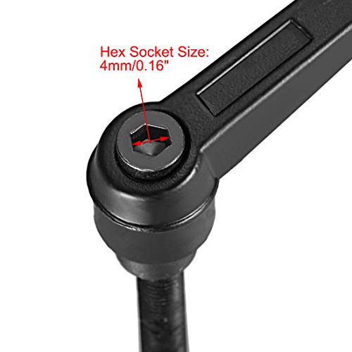 uxcell M8 x 45mm Handle Adjustable Clamping Lever Thread Push Button Ratchet Male Threaded Stud Knobs Rotating Screw Handles Bolts with Locking Lever Black 2pcs - size: M8x45mm