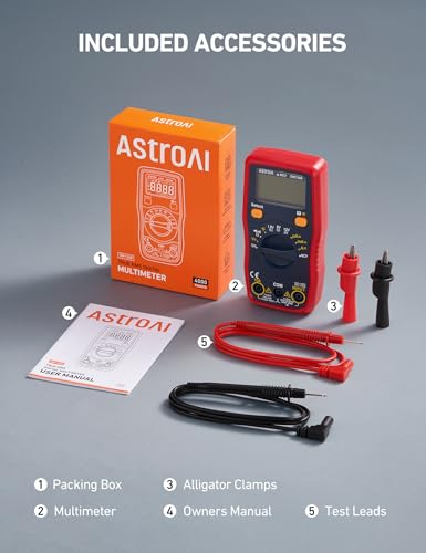 AstroAI DM130B Multimeter, 4000 Counts, Auto-Ranging, Capacitance Testing - size: 47.17 cubic inches