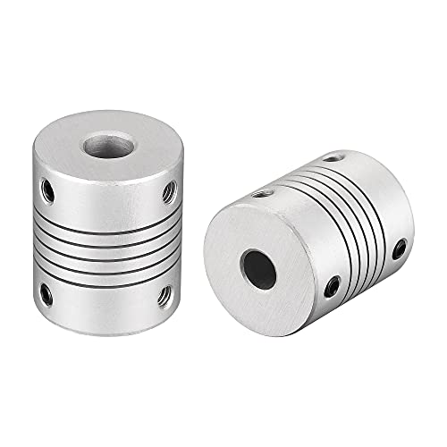 uxcell 8mm to 7mm Aluminum Alloy Shaft Coupling Flexible Coupler Motor Connector Joint L30xD25 Silver 2Pcs - size: 8mm to 7mm