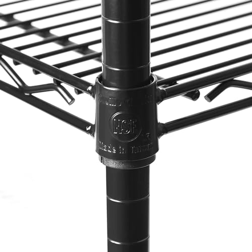 UltraDurable 5-Tier NSF Steel Wire Shelving, 24"W x 18"D x 75" H, Black - color: Black, size: 5-Tier Shelving, 24" W x 18" D