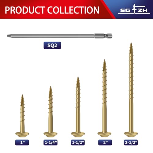 Pocket Hole Screws #8 x 2 Inch ((250Pcs) 2lb. Carbon Steel, Tan, Washer Head, Coarse Thread, Square Drive,150MM Drive Bit Included - color: Tan, size: #8 x 2"