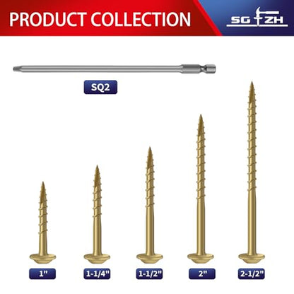 Pocket Hole Screws #8 x 2 Inch ((250Pcs) 2lb. Carbon Steel, Tan, Washer Head, Coarse Thread, Square Drive,150MM Drive Bit Included - color: Tan, size: #8 x 2"
