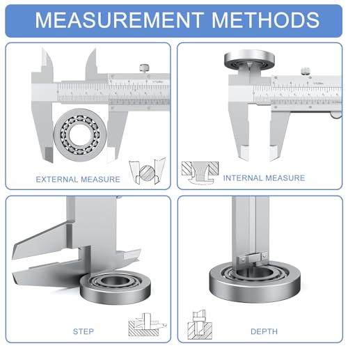HDLNKAK Vernier Caliper 6 Inch/150mm, Fractional Calipers 1/128 Inch - color: Silver-White