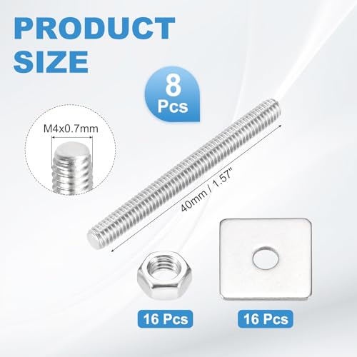 MECCANIXITY 8Set M4x40mm Fully Threaded Rod Threaded Rods Bar Studs - size: M4x40mm