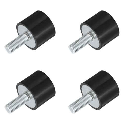 uxcell M8 Thread Rubber Mounts, Vibration Isolators, Cylindrical Shock Absorber with Studs 25 x 20mm 4pcs - size: M8x25x20mm