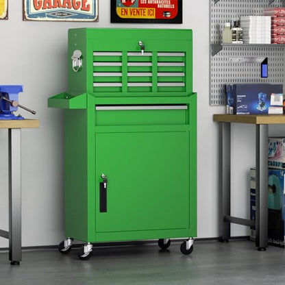 Crownland 5-Drawer Rolling Tool Chest with Wheels, Green - color: Green, style: 5-Drawer Rolling Tool Chest