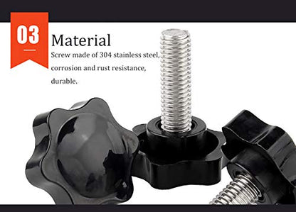 M6 x 16mm Thread Clamping Knob, Thumb Screw, Star Hand Knob Tightening Screw Knob for Machinery, 15Pcs - size: M6 x 16mm