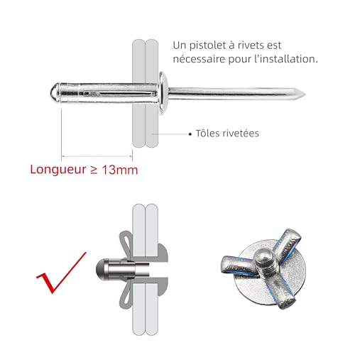 50Pcs Trifold Aluminum Exploding Blind Rivets, Silver, 1/4"x1-3/8" - color: Silver, size: 1/4"x1-3/8"