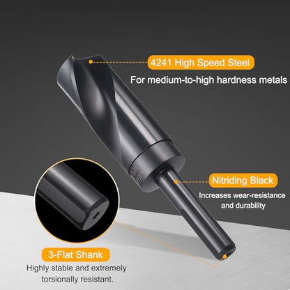 HARFINGTON 1-15/64" Drill Bit 1/2" Reduced Shank 3-Flat 4241 HSS 118° - size: 1-15/64" with 1/2" Shank