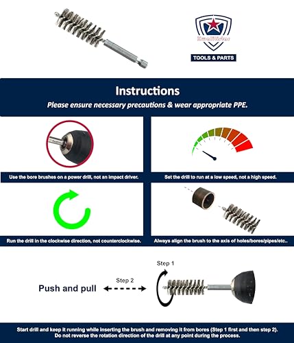 Stainless-Steel Bore Brush [8-Size Set] Wire Brush for Power Drill, Metal Cleaning Brushes, 1(1/8) to 1/4-inch Diameter in 1/8-in increments (or 29, 26, 22, 19, 16, 13, 10, 7 mm), (1/4-in Hex Shaft) - style: 1Set x 8Size (Stainless)