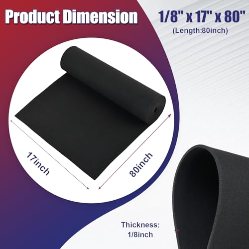 NYXOVA Neoprene Sponge Foam Sheet Roll, Closed Cell Foam Rubber Padding Without Adhesive, Soundproof Insulation, Shock Absorption for DIY, Gaskets, Crafts (1/8" x 17" x 80") - size: 1/8" x 17" x 80"