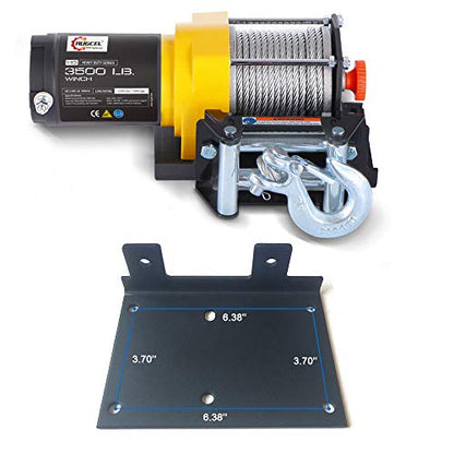 RUGCEL WINCH 3500lb. ATV/UTV Electric Winch,with Roller Fairlead, Mount Plate