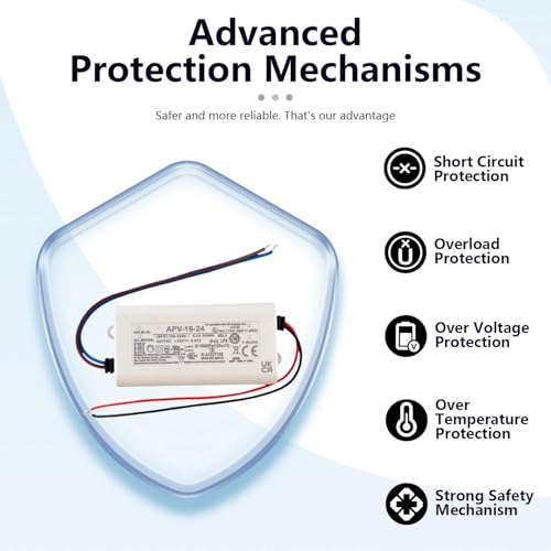 APV-16-24 24V 16.08W Switching Power Supply for LED Lighting and Decoration, 0.67A Output, 90-264VAC Input, IP42 Protection