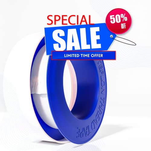 D-NYX Plumbers PTFE Pipe Sealant Tape 1, 4 or 5 Rolls 1/2 Inch(W) X 520 Inches(L) Teflon Plumbers Tape, Flex Seal Tape Waterproof, Plumbing Thread Tap, Water Pipe Sealing (1 Pack) - size: 1 Pack