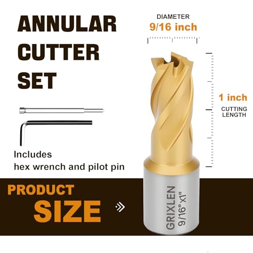1/2"x1" HSS Annular Cutter，Diameter 1/2"，Cutting Depth 1" - size: 1/2x1"