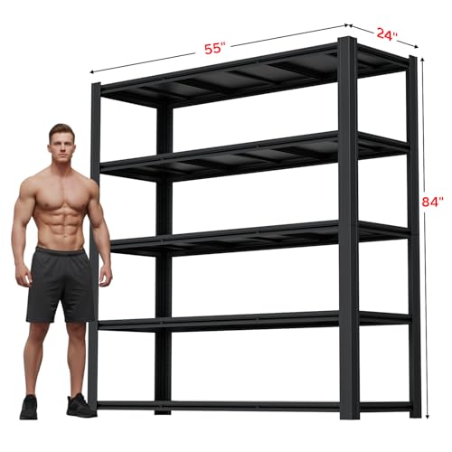 Garage Shelving, Heavy Duty Storage Shelves Metal Shelf Unit Adjustable Industrial Storage Racks for Shop,Warehouse,Basement (83" H X 55" W X 24" D) - size: 83"H x 55"W x 24"D