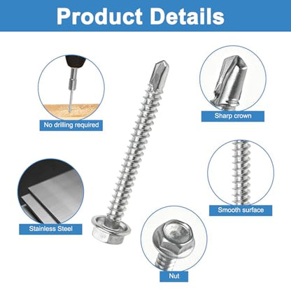170pcs #8 Hex Head Self Tapping Screws Assortment Kit.