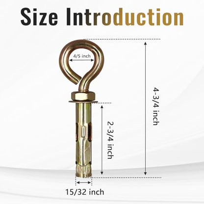 Concrete Eye Bolt Anchor, 15/32" x 4-3/4"Eyebolts Anchor for Brick - size: 15/32" x 4-3/4"