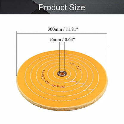 12 Inch Cotton Buffing Wheel, 5/8" Arbor Hole, for Bench Grinder - size: 12inch 16mm hole