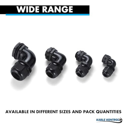 Kable Kontrol Nylon Cable Glands 3/4” Right Angle Joint Elbow Gland 14 NPT 20 Pcs Cord Grip, Strain Relief, Waterproof Adjustable Locknut for Industrial Use, Flame Retardant, RoHS Compliant - size: 0.75” - 14 NPT - 20 Pcs