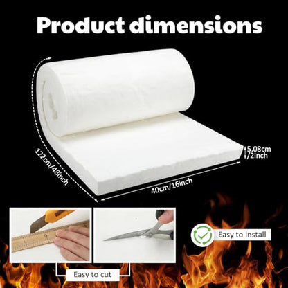 Fanfanwin Ceramic Fiber Insulation for Forge Kiln,2" Thick x 16" x 48" - size: 2" Thick x 16" x 48"
